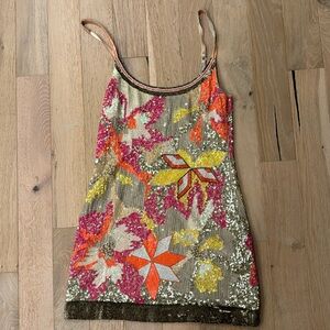 All Saints Chaztec Hand Beaded Mini Dress Size 8.